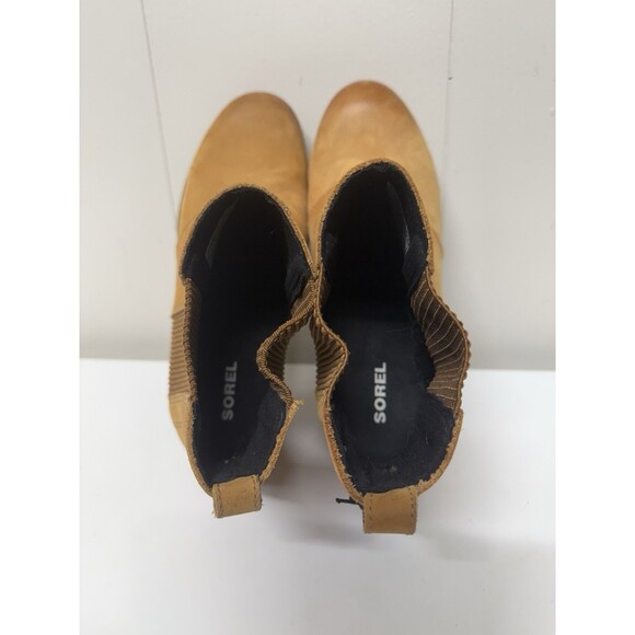 SOREL Joan of Arctic Wedge II Camel Tan Chelsea Leather Boots Women's 9 New - Picture 8 of 13